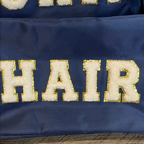 3 Pcs Preppy Makeup Bags Chenille Letter Cosmetic Travel Bags - Picture 3 of 5